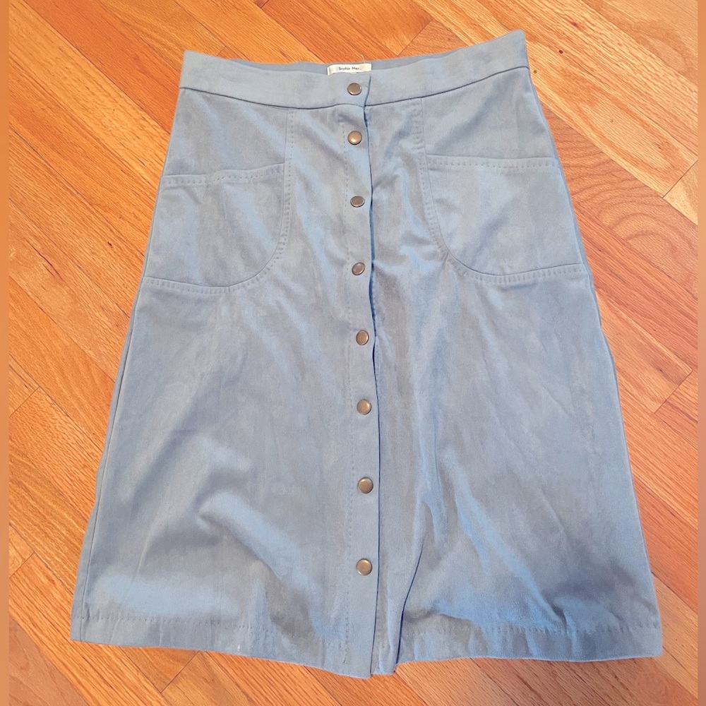 Button Down Velvet Skirt